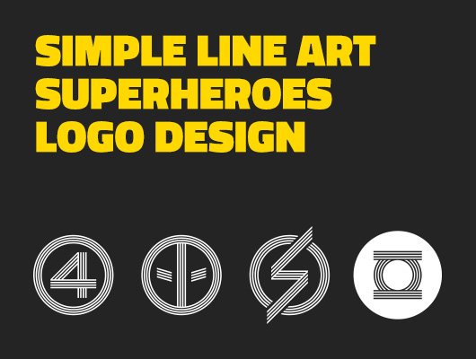 Simple Line Art used in Superheroes Logo Design Simple Line Art used in Superheroes Logo Design